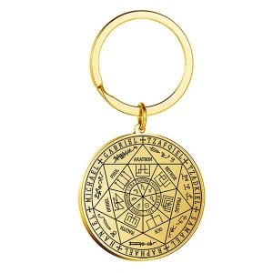 Brelok do kluczy talizman 7 aniołów amulet stal złoty