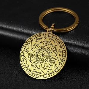 Brelok do kluczy talizman 7 aniołów amulet stal złoty