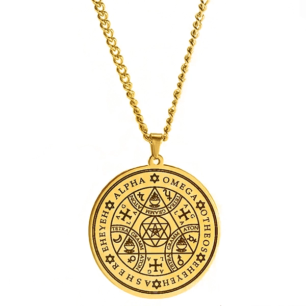 Naszyjnik talizman tetragrammaton amulet szczęścia złoty stal chirurgiczna