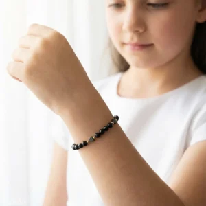 BIŻUTERIA-NA-KOMUNIĘ-DLA-DZIEWCZYNKI-BRANSOLETKA-CZARNY-TURMALIN-SERCE