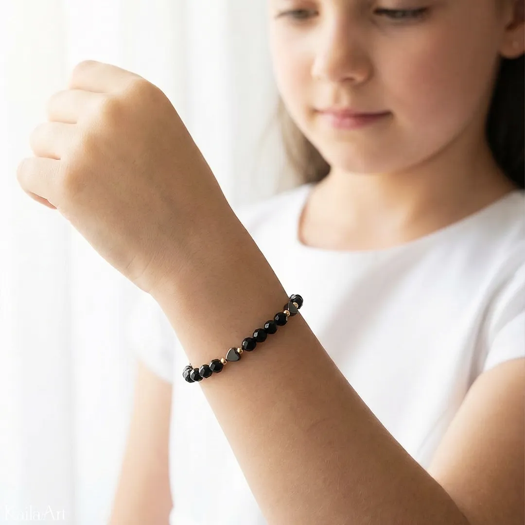 BIŻUTERIA-NA-KOMUNIĘ-DLA-DZIEWCZYNKI-BRANSOLETKA-CZARNY-TURMALIN-SERCE