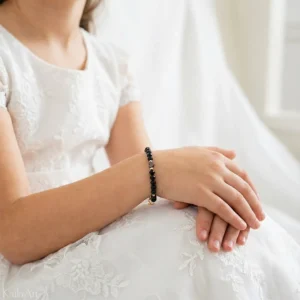 BIŻUTERIA-NA-KOMUNIĘ-DLA-DZIEWCZYNKI-BRANSOLETKA-CZARNY-TURMALIN-SERCE