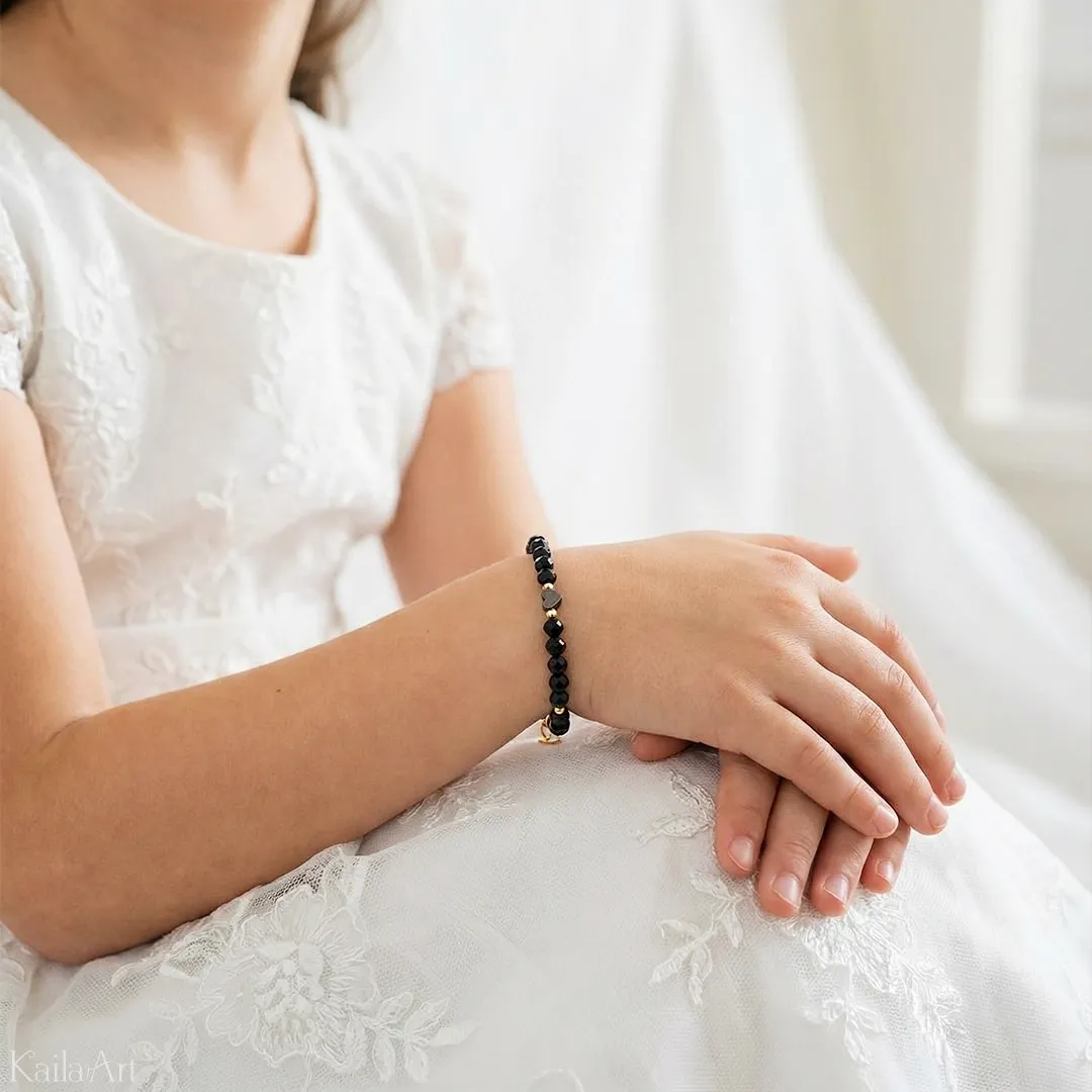 BIŻUTERIA-NA-KOMUNIĘ-DLA-DZIEWCZYNKI-BRANSOLETKA-CZARNY-TURMALIN-SERCE