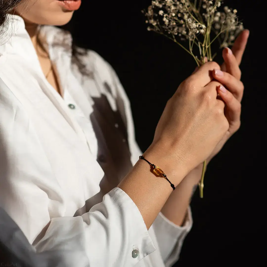 BRANSOLETKA-CYTRYN-NATURALNY-SZCZĘŚCIA-KAMIEŃ-BOGACTWA-SZNUREK-Z-REGULACJĄ