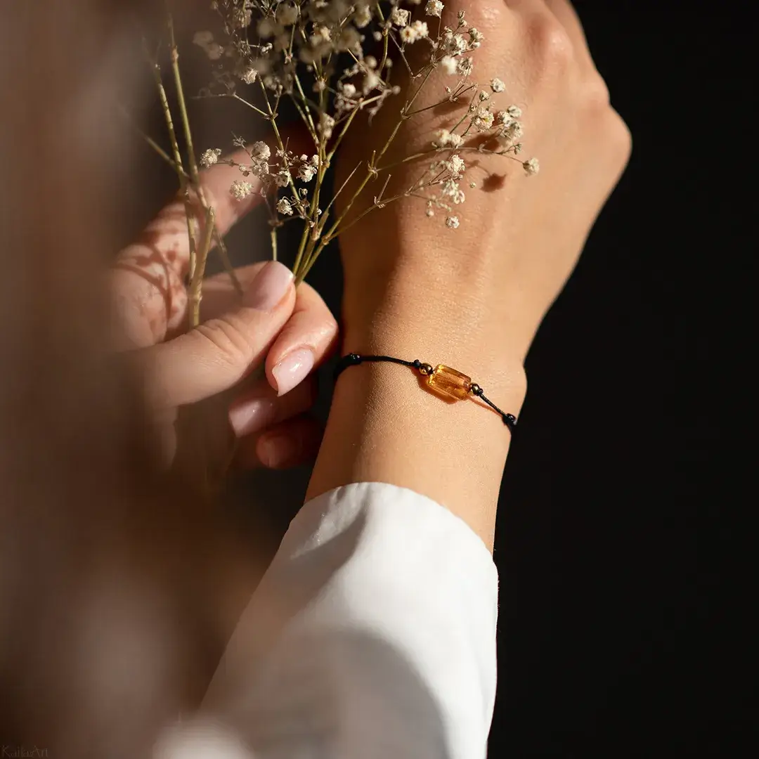 BRANSOLETKA-CYTRYN-NATURALNY-SZCZĘŚCIA-KAMIEŃ-BOGACTWA-SZNUREK-Z-REGULACJĄ