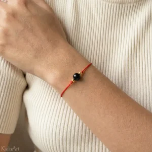 Czarny turmalin bransoletka damska czerwona szczęścia ochronna
