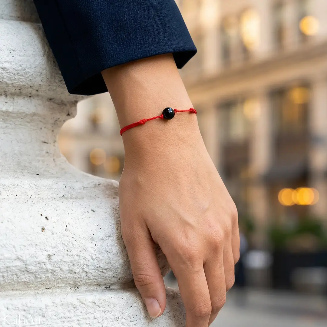 BRANSOLETKA-CZARNY-TURMALIN-CZERWONA-OCHRONNA-Z-TURMALINEM-NA-SZCZĘŚCIE