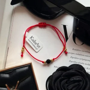 BRANSOLETKA-CZARNY-TURMALIN-FASETOWANY-PEŁNA-SZCZĘŚCIA-SZNURKOWA-OCHRONA