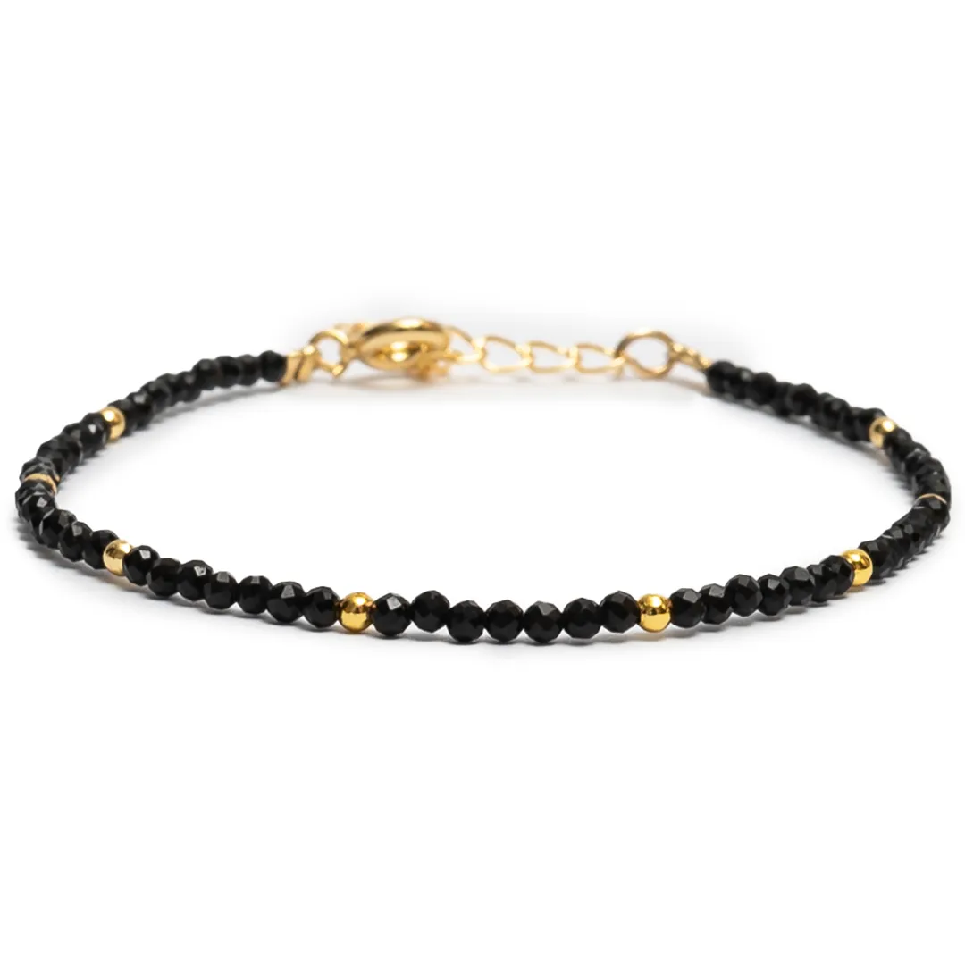Bransoletka szczęścia z kamieni turmalin czarny fasetowany
