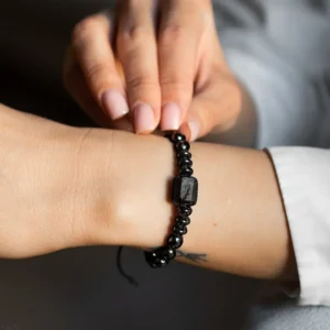 Bransoletka czarny turmalin hematyt męska damska