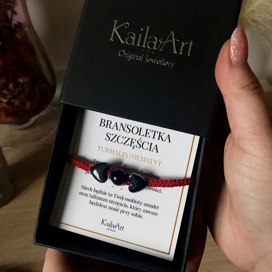BRANSOLETKA-CZARNY-TURMALIN-HEMATYT-SERCE-CZERWONA-SZNURKOWA-SZCZESCIA