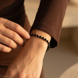 BRANSOLETKA-CZARNY-TURMALIN-KAMIENIE-NATURALNE-HEMATYT-BIZUTERIA-DAMSKA