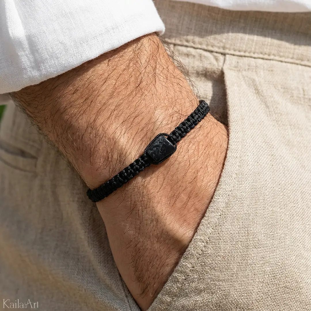 BRANSOLETKA-CZARNY-TURMALIN-NATURALNY-AMULET-DAMSKA-MĘSKA-TALIZMAN-OCHRONNA