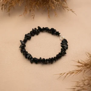 Bransoletka czarny turmalin naturalny szczęścia damska stal chirurgiczna