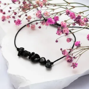 Bransoletka czarny turmalin szczęścia sznurkowa ochronna