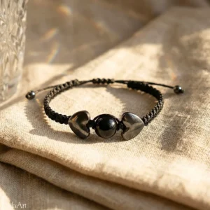 BRANSOLETKA-TURMALIN-HEMATYT-SZCZĘŚCIA-KAMIIENIE-NATURALNE-SZNURKOWA-GRATIS