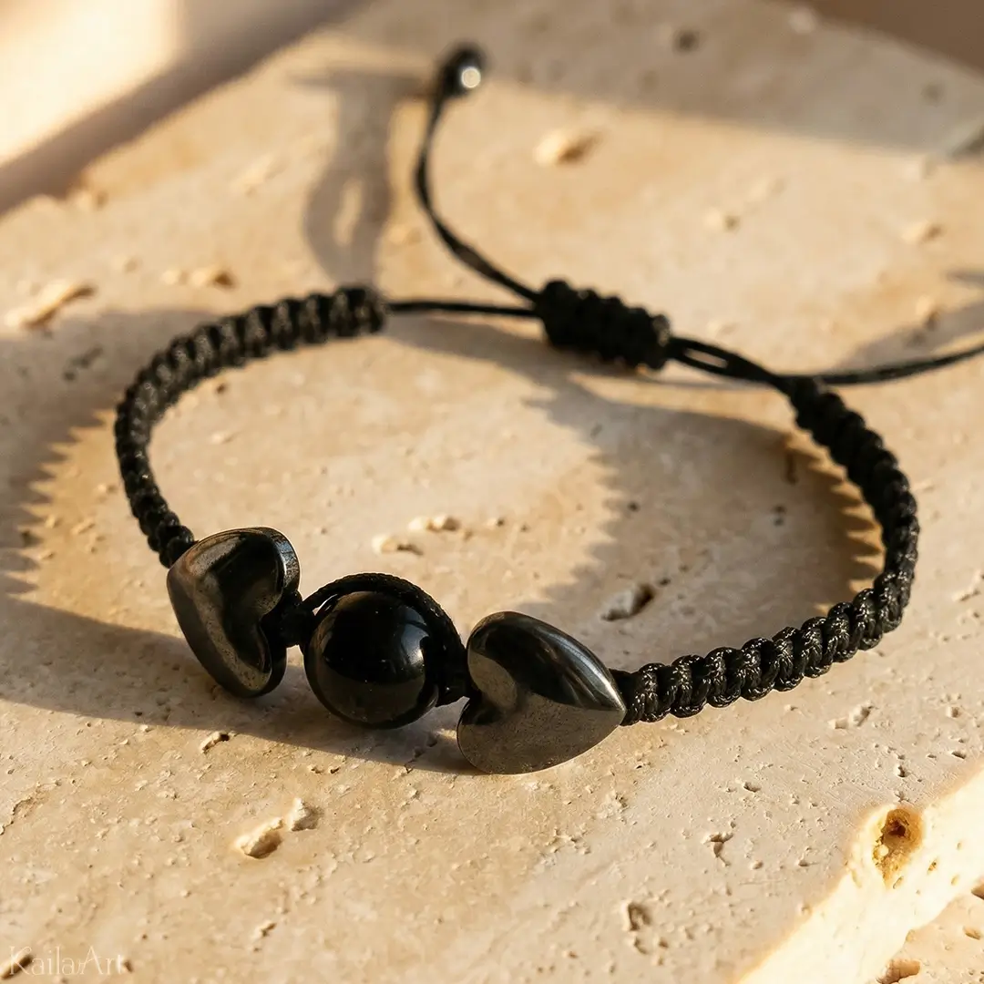 BRANSOLETKA-TURMALIN-HEMATYT-SZCZĘŚCIA-KAMIIENIE-NATURALNE-SZNURKOWA-GRATIS