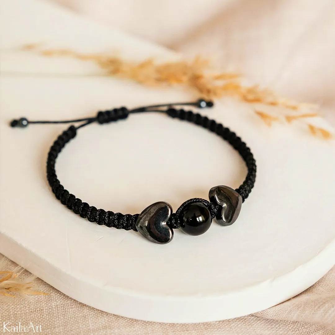 BRANSOLETKA-TURMALIN-HEMATYT-SZCZĘŚCIA-KAMIIENIE-NATURALNE-SZNURKOWA-GRATIS