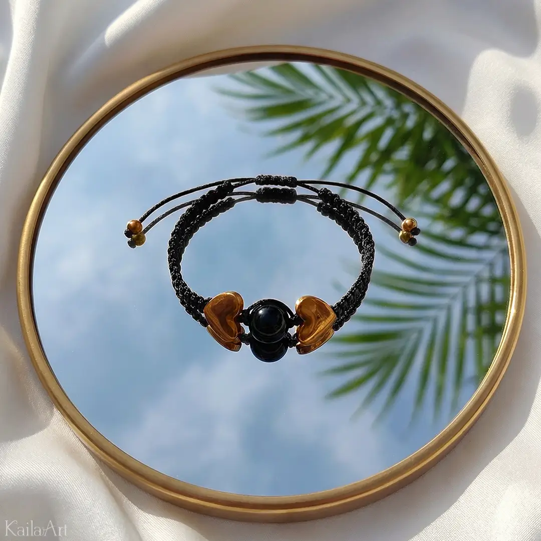 BRANSOLETKA-CZARNY-TURMALIN-TALIZMAN-HEMATYT-SERCA-SZNUREK-SZCZĘŚCIA-AMULET