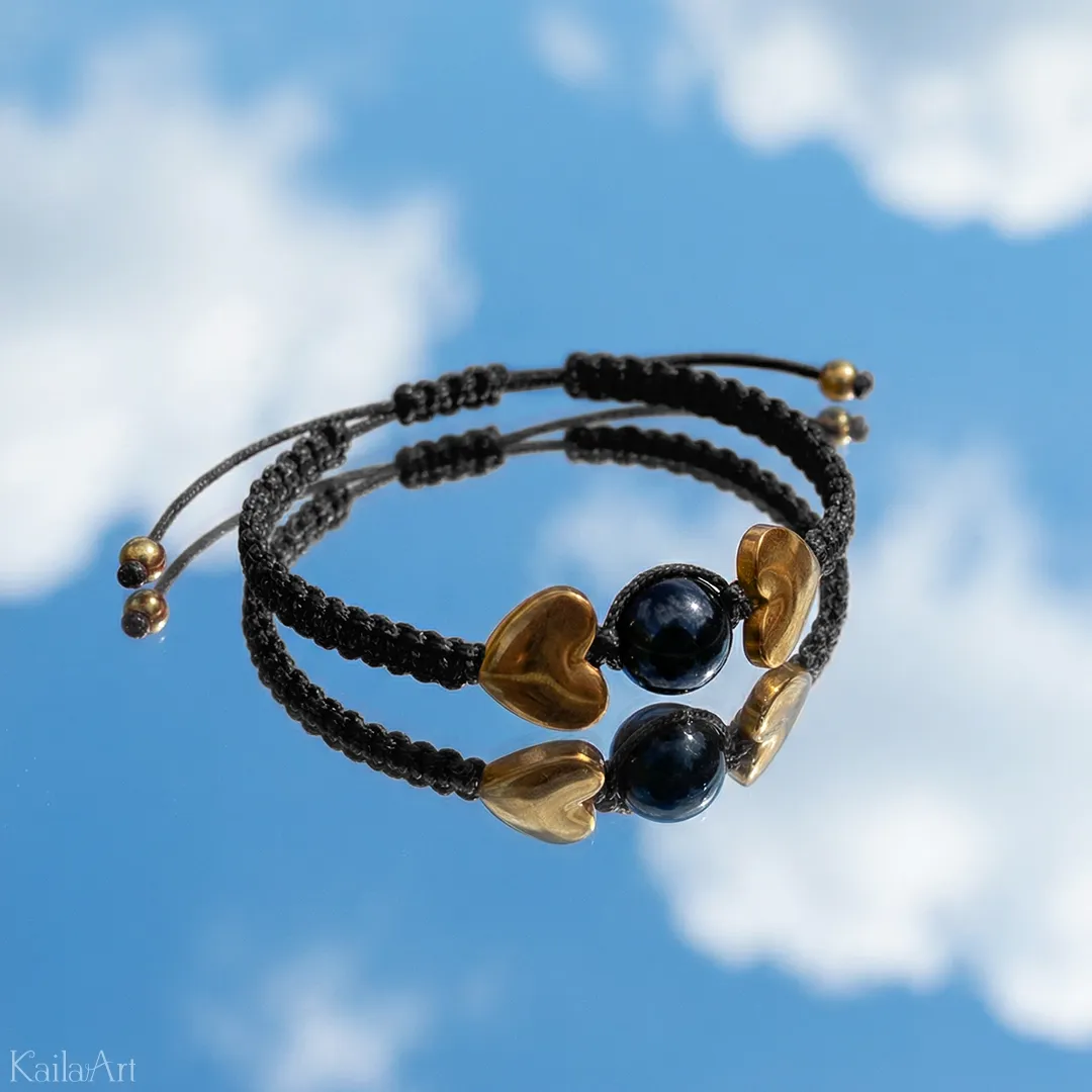 BRANSOLETKA-CZARNY-TURMALIN-TALIZMAN-HEMATYT-SERCA-SZNUREK-SZCZĘŚCIA-AMULET