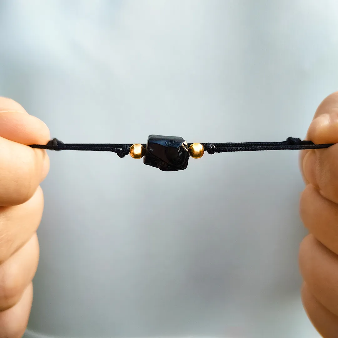 BRANSOLETKA-CZARNY-TURMALIN-TALIZMAN-OCHRONA-SZCZĘŚCIA-Z-REGULACJĄ-SZNUREK