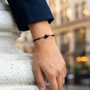 Bransoletka czarny turmalin naturalny regulowana szczęścia