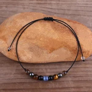 Bransoletka damska z kamieni naturalnych na sznurku amulet