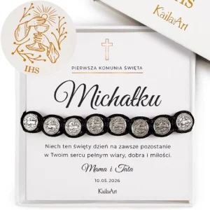 BRANSOLETKA-DLA-CHŁOPCA-NA-KOMUNIĘ-RÓŻANIEC-MĘSKI-KOMUNIJNY-ŚW-BENEDYKT-1