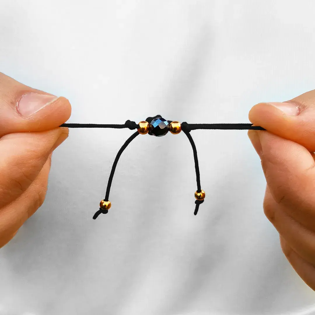 BRANSOLETKA-HEMATYT-CZARNY-DAMSKA-KAMIEŃ-NATURALNY-SZCZĘŚCIA-SZNURKOWA