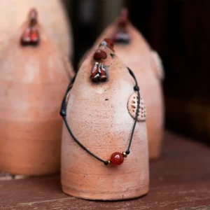 BRANSOLETKA-KARNEOL-CZERWONY-NATURALNY-HEMATYT-ZŁOTY-SZNURKOWA-SZCZĘŚCIA