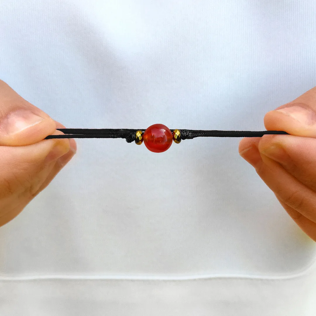 BRANSOLETKA-KARNEOL-CZERWONY-NATURALNY-HEMATYT-ZŁOTY-SZNURKOWA-SZCZĘŚCIA