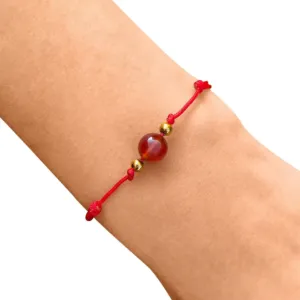 BRANSOLETKA-KARNEOL-NATURALNY-CZERWONY-KAMIEŃ-NA-SZNURKU-DAMSKA-SZCZĘŚCIA