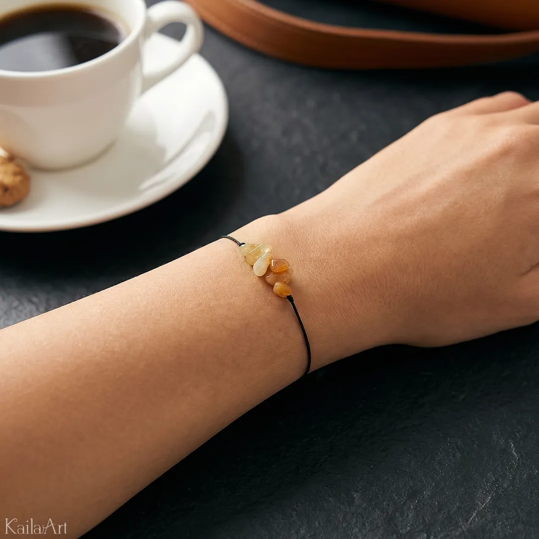 BRANSOLETKA-KARNEOL-NATURALNY-KAMIEŃ-SZCZĘŚCIA-NA-SZNURKU-Z-REGULACJĄ
