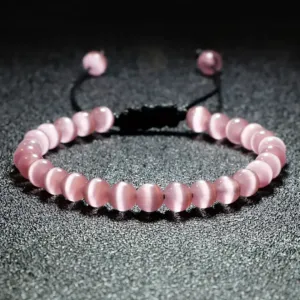 Bransoletka kocie oko sznurek szczęścia kamienie z kocim okiem