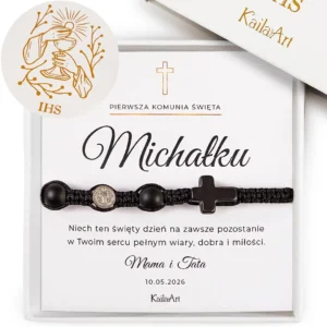 BRANSOLETKA-NA-KOMUNIĘ-DLA-CHŁOPCA-RÓŻANIEC-KOMUNIJNY