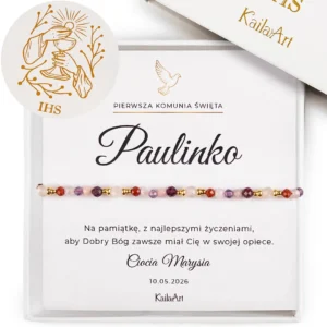 BRANSOLETKA-NA-KOMUNIĘ-PREZENT-CZERWONA-SZCZĘŚCIA-Z-KAMIENI-NATURALNYCH