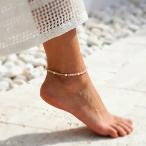 bransoletka-na-nogę-z-perłami-złota-stal-chirurgiczna-kwarc-różowy