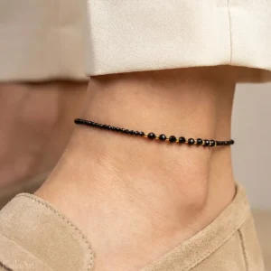 bransoletka-na-nogę-złota-czarny-turmalin-stal-chirurgiczna