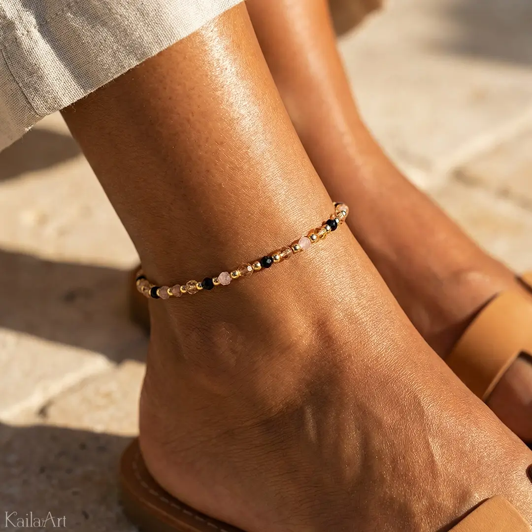 BRANSOLETKA-NA-NOGĘ-ZŁOTA-Z-KAMIENI-NATURALNYCH-SZCZĘŚCIA-TURMALIN-CYTRYN