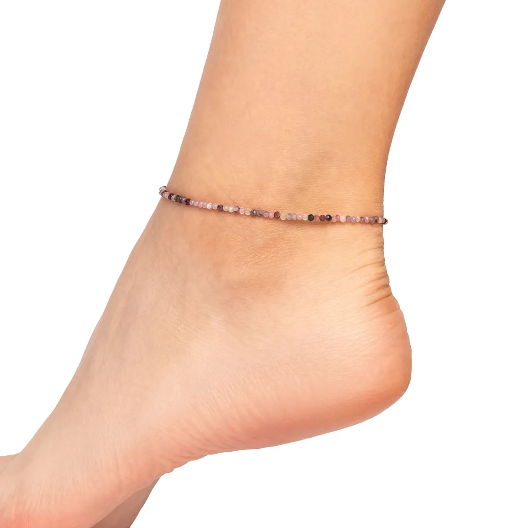 BRANSOLETKA-NA-STOPĘ-NOGĘ-TURMALIN-KOLOROWY-STAL