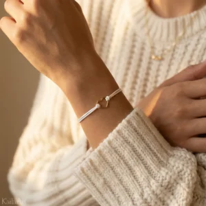 Bransoletka złota serce szczęścia damska sznurek