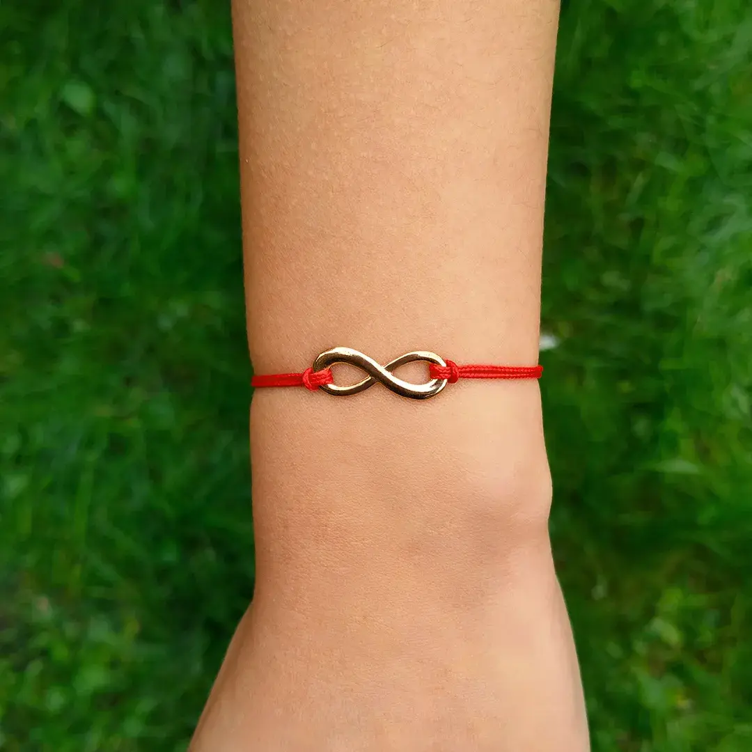 BRANSOLETKA-NIESKOŃCZONOŚĆ-CZERWONA-ZŁOTA-CELEBRYTKA-INFINITY-SZNUREK
