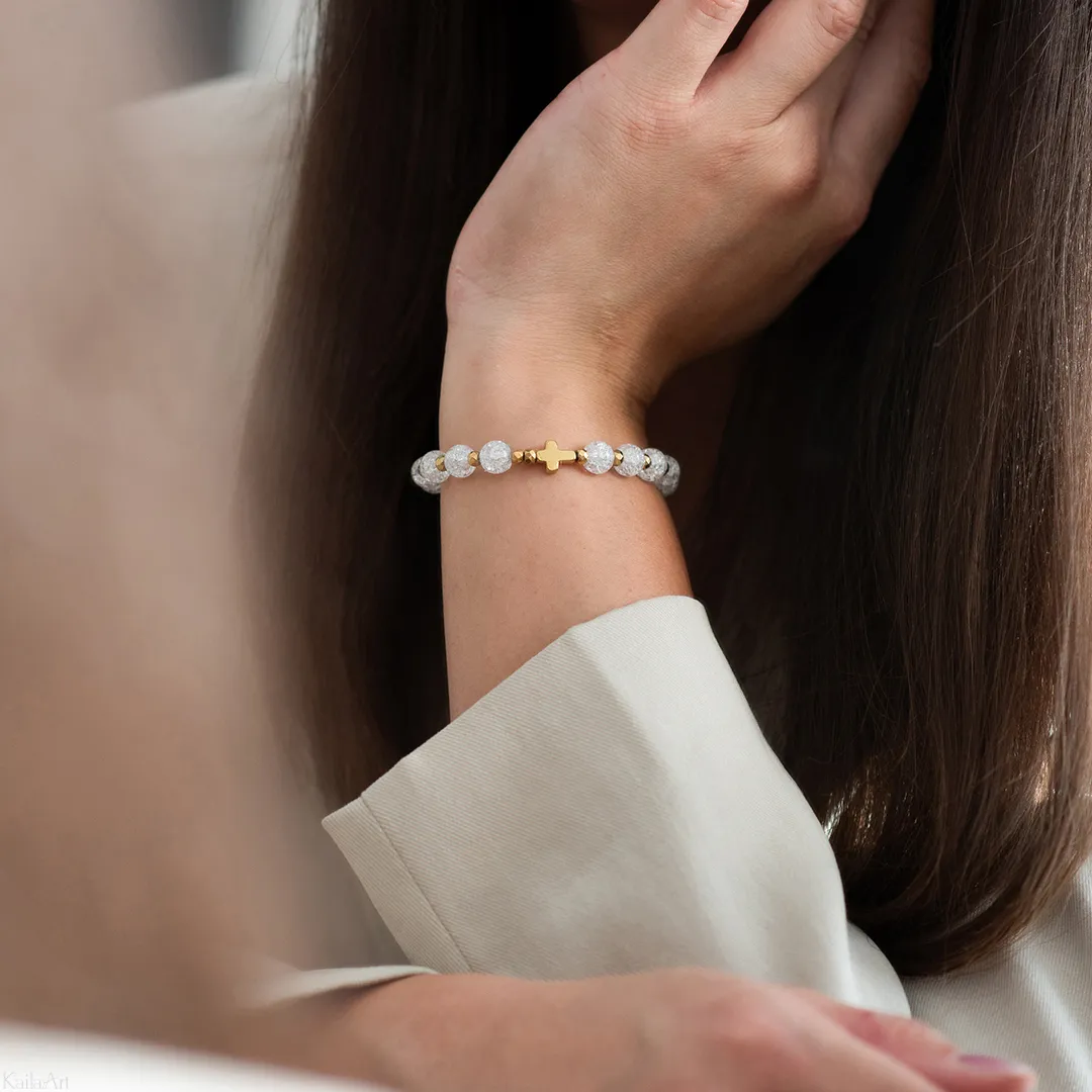 BRANSOLETKA-RÓŻANIEC-NA-RĘKĘ-GÓRSKI-KRYSZTAŁ-KAMIEŃ-Z-KRZYŻYKIEM