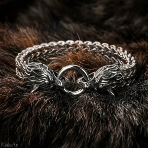 Bransoletka męska wilk wikingowie wiedźmin stal szlachetna