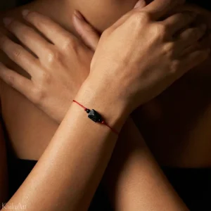 Bransoletka czarny turmalin kamień szczęścia czerwona