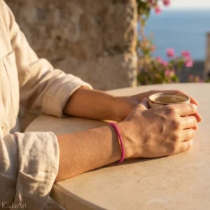 Bransoletka sznurkowa szczęścia nitka różowa nić