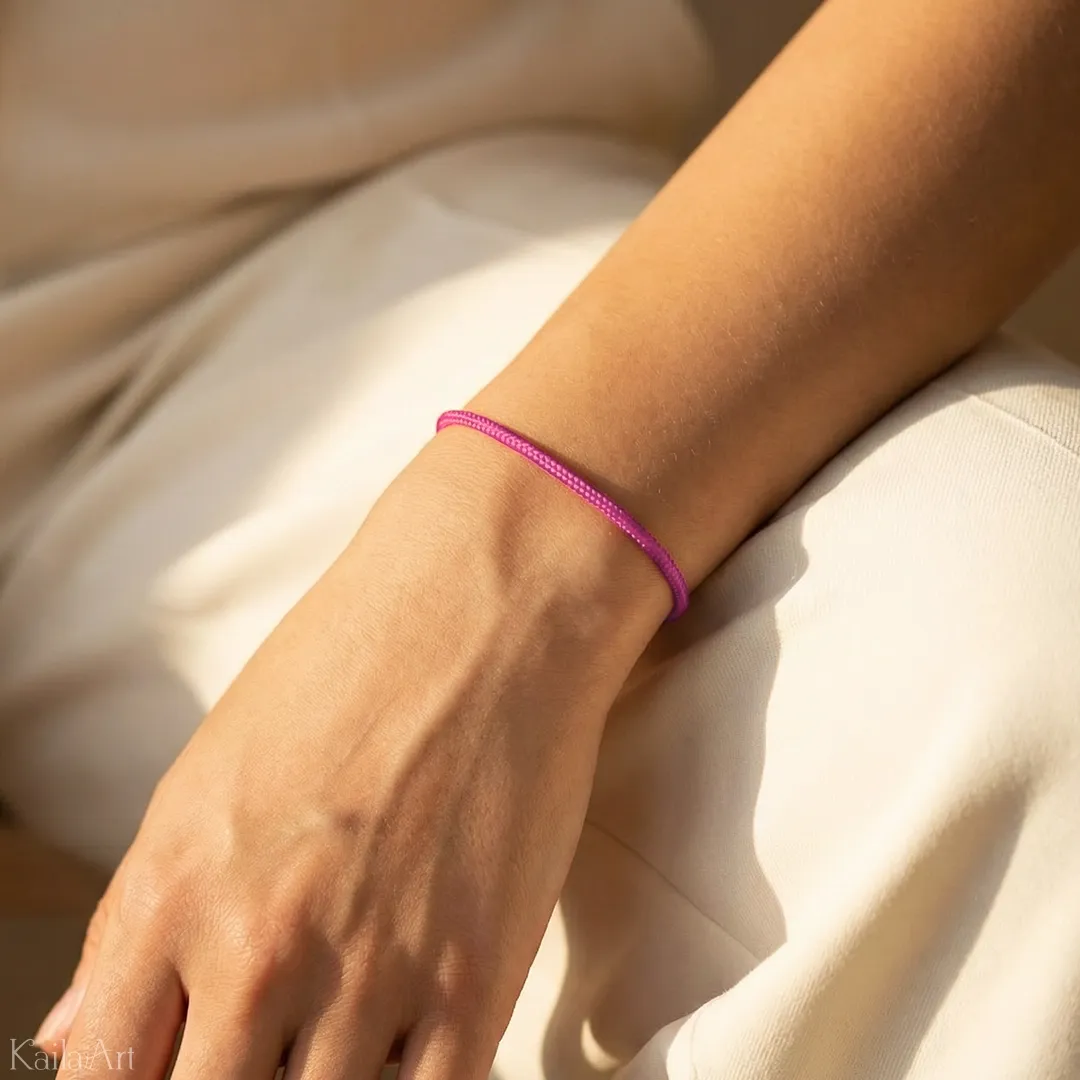 BRANSOLETKA-SZNURKOWA-SZCZĘŚCIA-DAMSKA-NITKA-RÓŻOWA-NIĆ-KABAŁA-DLA-NIEJ