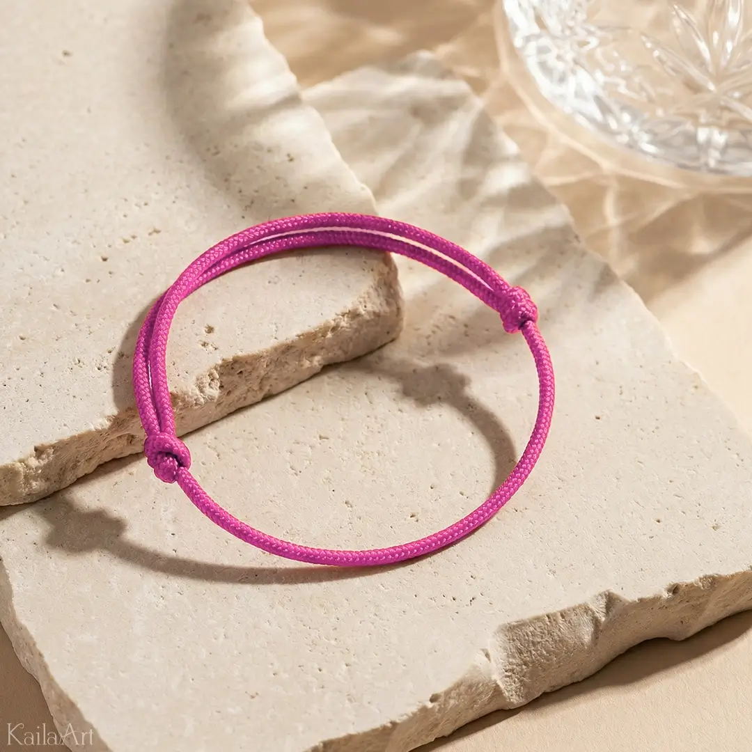 BRANSOLETKA-SZNURKOWA-SZCZĘŚCIA-DAMSKA-NITKA-RÓŻOWA-NIĆ-KABAŁA-DLA-NIEJ