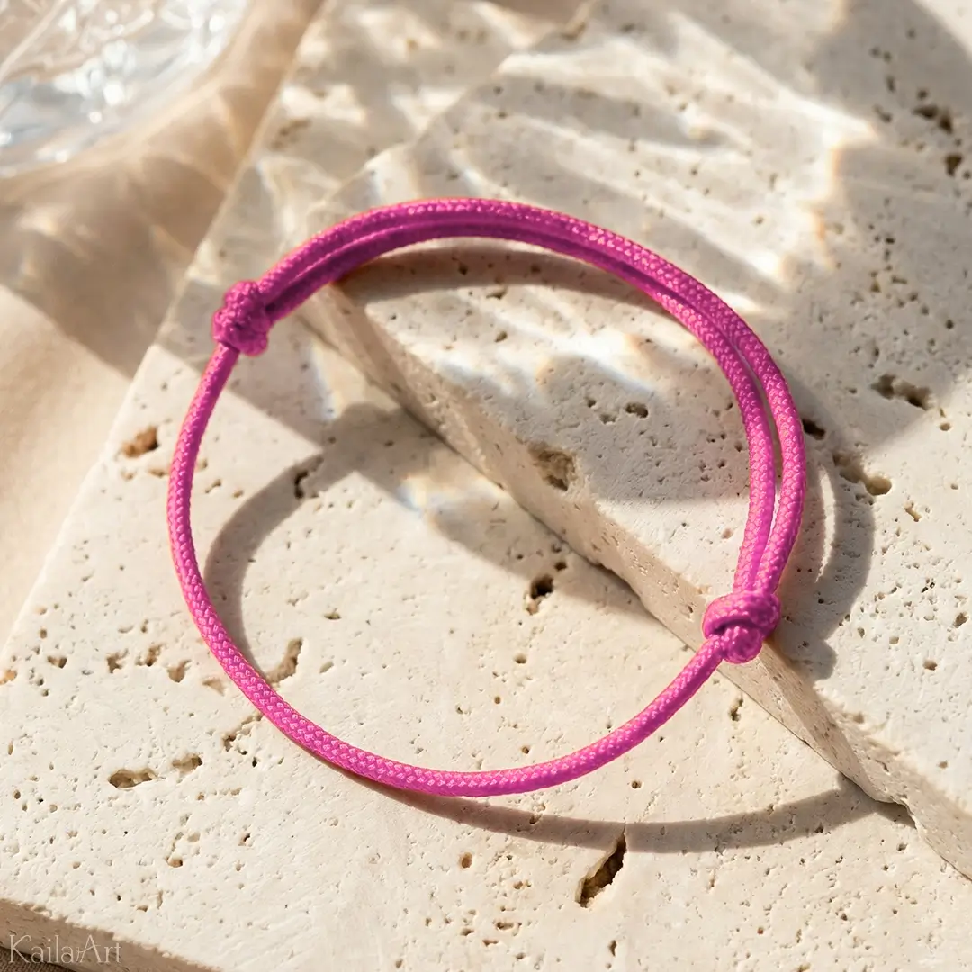 BRANSOLETKA-SZNURKOWA-SZCZĘŚCIA-DAMSKA-NITKA-RÓŻOWA-NIĆ-KABAŁA-DLA-NIEJ