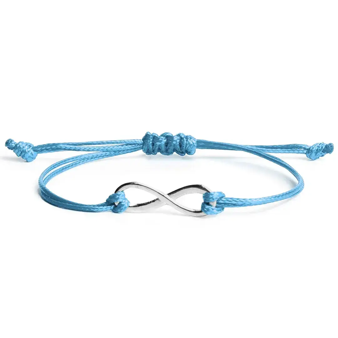BRANSOLETKA-SZNURKOWA-ZNAK-NIESKOŃCZONOŚĆ-SZCZĘŚCIA-SREBRNA-NIEBIESKA